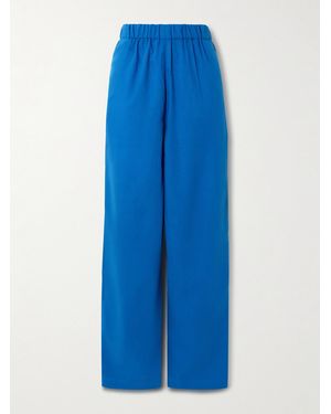 Marrakshi Life Palazzo Cotton-Blend Wide-Leg Trousers - Blue