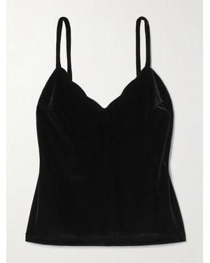 Loretta Caponi Pyrite Scalloped Velvet Camisole - Black