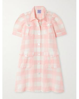 Thierry Colson Boa Checked Linen And Cotton-Blend Mini Dress - Pink