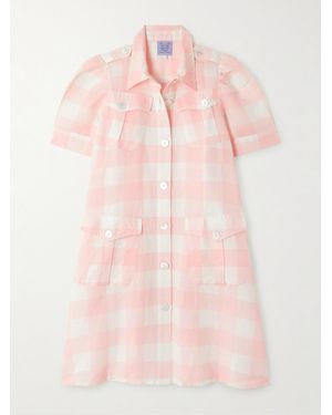 Thierry Colson Boa Minikleid Aus Einer Karierten Leinen-Baumwollmischung - Pink