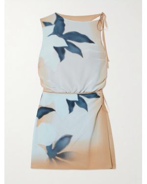 SIR. Open-Back Silk Crepe De Chine Mini Dress - Blue