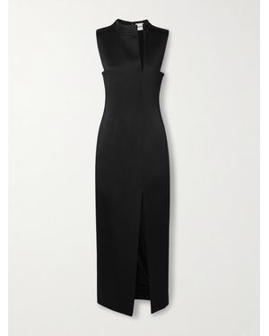 KHAITE Lowen Satin-Crepe Midi Dress - Black