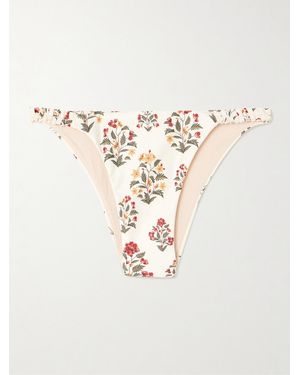 Agua Bendita Vera Andes Ruffled Floral-Print Stretch Recycled Bikini Briefs - Natural