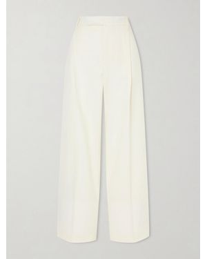 Maria McManus Hose Mit Weitem Bein Aus Einer Wollmischung Mit Bügelfalten - Weiß
