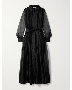 Jonathan Simkhai Montgomery Midikleid Aus Organza Mit Falten Und Bindegürtel - Schwarz