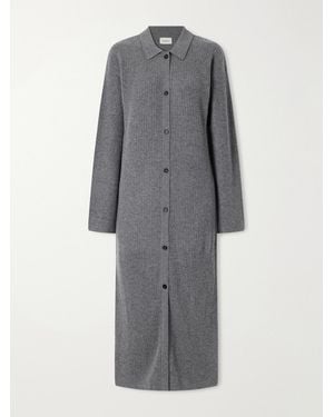 LeKasha Jamua Ribbed Cashmere Maxi Dress - Grey