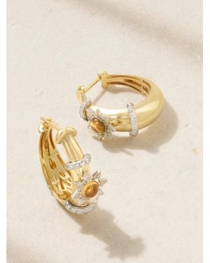 L'Atelier Nawbar Buoy Star Seed 18-Karat And Rhodium-Plated, Citrine And Diamond Hoop Earrings - Metallic
