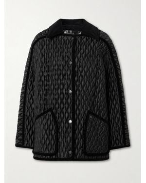 Burberry Cotton Corduroy-Trimmed Quilted Shell Jacket - Black