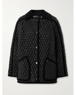 Burberry Cotton Corduroy-Trimmed Quilted Shell Jacket - Black