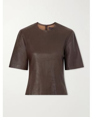 Stouls Valadon Leather T-Shirt - Brown