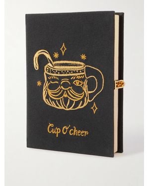 Olympia Le-Tan Cup O' Cheer Embroidered Canvas Clutch - Black