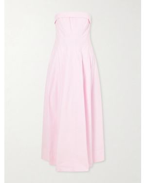 Jonathan Simkhai Avril Strapless Pleated Cotton-Blend Gown - Pink