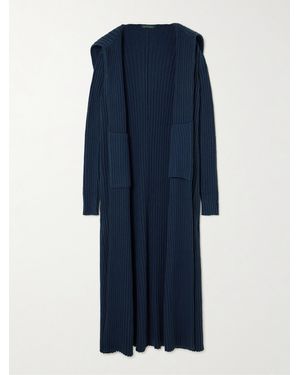 Balenciaga Ribbed-Knit Robe - Blue