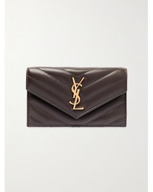 Saint Laurent Cassandre Matelassé Leather Wallet - Brown
