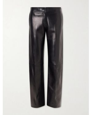 KHAITE Mita Leather Straight-Leg Pants - Black