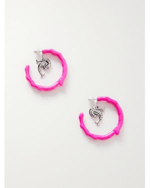 Emilio Pucci Pesci-Tone, Resin And Faux Pearl Hoop Earrings - Pink