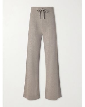 LeKasha Suria Ribbed Organic Cashmere Wide-Leg Trousers - Grey