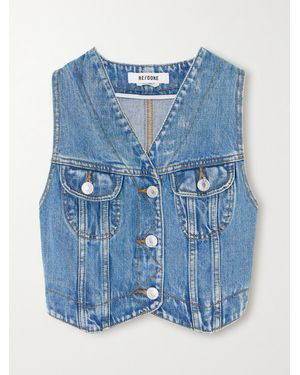 RE/DONE Cropped Panelled Denim Vest - Blue