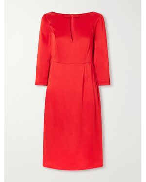 BERNADETTE Eleni Bow-Detailed Satin Midi Dress - Red