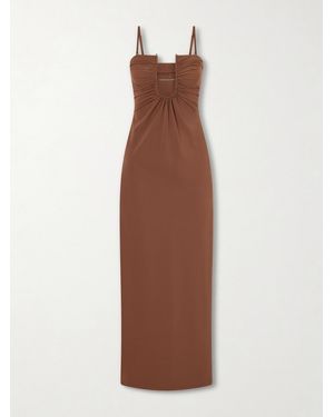 Christopher Esber Arced Ruched Satin Maxi Dress - Brown