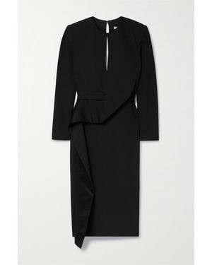 Safiyaa Dalia Draped Cady Midi Dress - Black