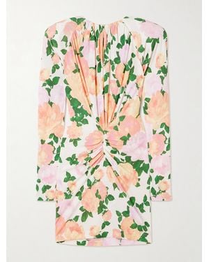 Stella McCartney Gathered Floral-Print Jersey Mini Dress - Multicolor