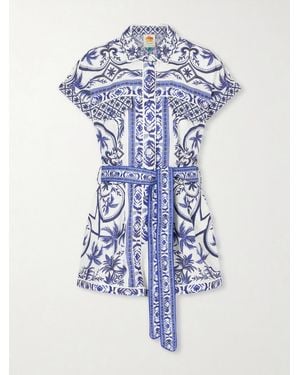 FARM Rio Wonderful City Printed Linen Jumpsuit - Blue