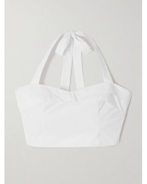 Posse Rue Cotton-Poplin Halterneck Bustier Top - White