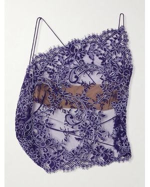 Christopher Esber Iris Open-Back Lace And Net Top - Purple