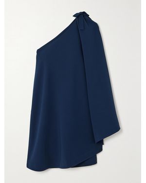 BERNADETTE Benedicte One-Shoulder Bow-Embellished Stretch-Crepe Mini Dress - Blue