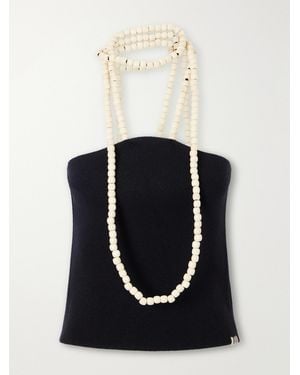 Extreme Cashmere Candy Beaded-Detail Cashmere-Blend Knitted Tank - Black