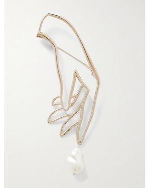 Erdem Hand-Tone Pearl Brooch - White