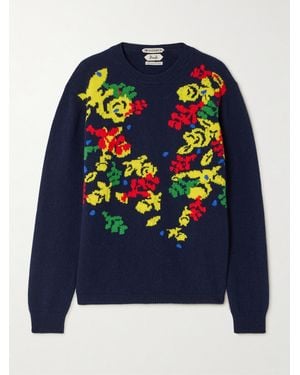 JW Anderson Pringle Floral Intarsia-Knit Cashmere Sweater - Blue