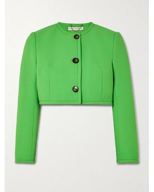 Emilia Wickstead Lizette Cropped Wool-Crepe Jacket - Green