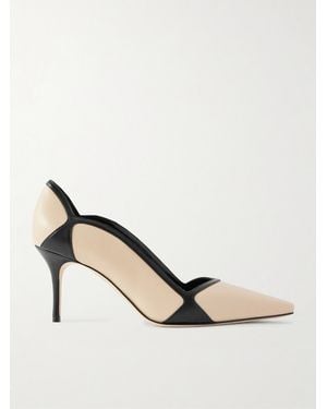 Manolo Blahnik Ruvian 70 Leather Pumps - Natural