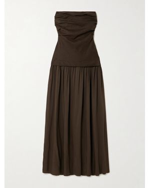 Faithfull the Brand Hedy Strapless Gathered Linen And Voile Maxi Dress - Brown