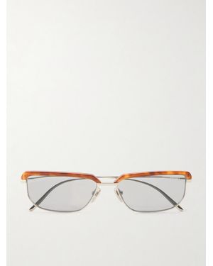 Prada Square-Frame-Tone Titanium And Tortoiseshell Acetate Sunglasses - Natural
