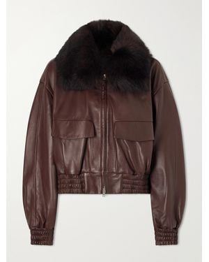 Nour Hammour Ellery Shearling-Trimmed Leather Jacket - Brown