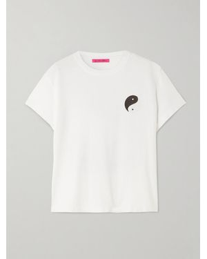 The Elder Statesman Printed Cotton And Cashmere-Blend Jersey T-Shirt - White