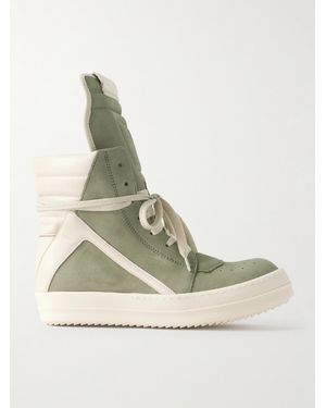 Rick Owens Geobasket Leather-Trimmed Nubuck High-Top Trainers - Natural