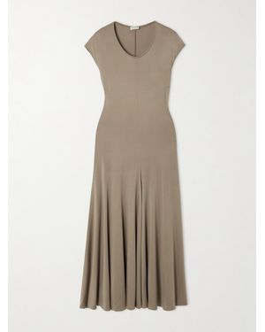 Magda Butrym Pleated Stretch-Jersey Midi Dress - Natural