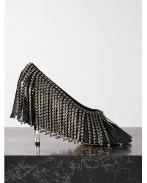 Chloé Mona Crystal-Embellished Fringed Leather Court Shoes - Black