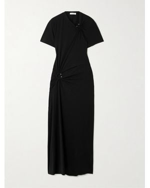 Rabanne Embellished Cutout Jersey Maxi Dress - Black
