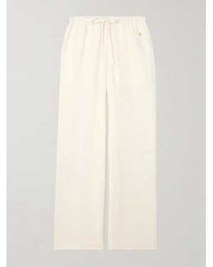 ÉTERNE Brody Embellished Cotton-Gauze Straight-Leg Pants - Natural