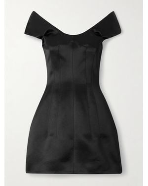 McQueen Schulterfreies Minikleid Aus Satin - Schwarz