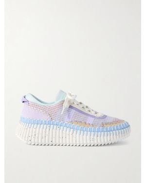 Chloé Nama Sneakers Aus Veloursleder Und Mesh Mit Stickereien - Blau