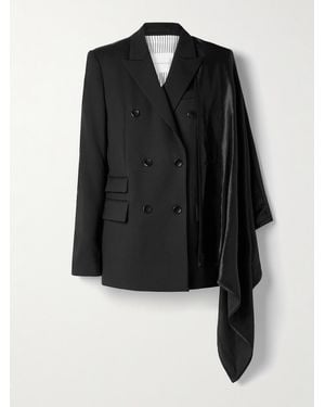 Maria McManus Convertible Double-Breasted Wool-Blend And Draped Satin Blazer - Black