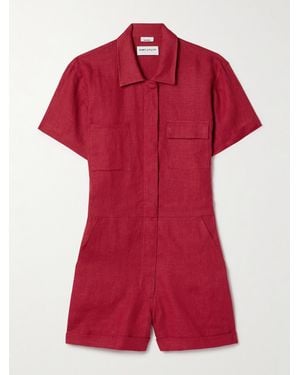 Rivet Utility Dreamer Linen Playsuit - Red