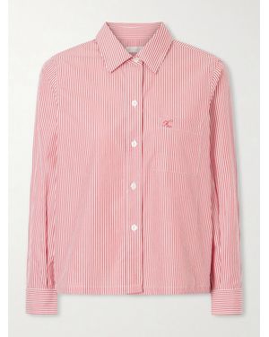 Suzie Kondi Vella Logo-Embroidered Striped Cotton-Poplin Shirt - Pink