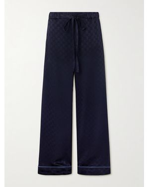 Gucci Satin-Jacquard Wide-Leg Trousers - Blue